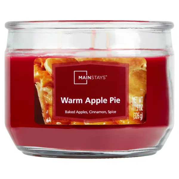 Warm Apple Pie Scented 3-Wick Glass Jar Candle, 11.5 oz