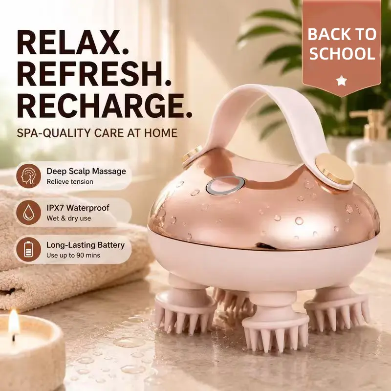 Electric Head Massager, Portable Self-care Scalp Spa Device, Rechargeable Waterproof Scalp Massager with 8 Removable Massage Claws for Head Relax & Stress Relief sohochic tiktok shop back to school