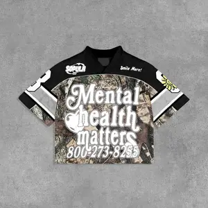 Vintage Mental Health Matters Graphic Blokecore Blokette Football V-Neck T-Shirt