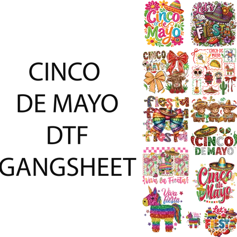 Cinco de Mayo DTF Gangsheet for Shirt Making - Vibrant Designs & Festive Patterns for Creative Projects