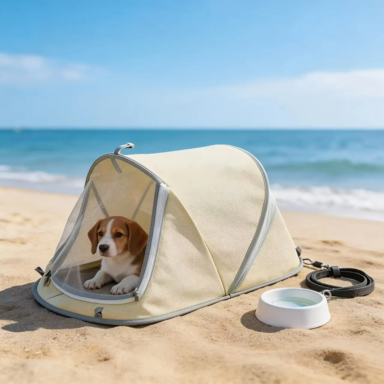 Foldable Polyester Pet Enclosure Fold & Go Tent - Portable, Breathable Mesh Mosquito Proof, Dual-Use Indoor/Outside Dog & Cat House for Home, Camping