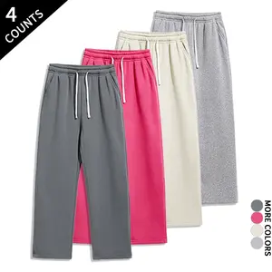 “4-Pack/4 Counts” Comfortable Loungewear & Vacation 4-Piece Set High-Waisted Loose Long Pants Ultra Wide Leg Athletic Pants