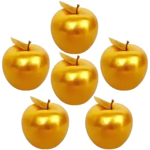 6 Pcs Golden Apples Artificial Golden Fruit Crafts Gold Apples for Home Decoration Christmas Décor