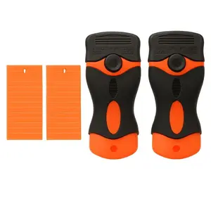 100 Pcs Plastic Razor Blades + 2 Razor Scraper Double Edged Sticker Removal Tool for Efficient Adhesive Removal
