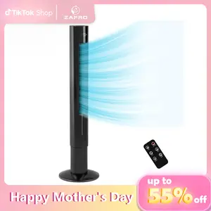 【NOT AC】Zafro Tower Fan Portable Floor Fans 85°Oscillating Fan 43'' Quiet Cooling 12H Timer Remote Control Standing Bladeless Electric 3 Speeds Wind 3 Modes Bedroom Office