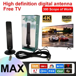 2026 Digital TV Antenna Max, Free Local Channels, 300 Miles Signal Range, 4K/1080P Support, Easy Installation, Includes Coax Cable