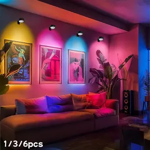 1/3/6 Pack 13 Color RGB Changing LED Art Picture Frame Light, Battery Operated, Adjustable Brightness for Art Exhibits and Portrait Displays, LED RGB Lights