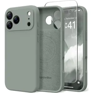 Magnetic Case For iPhone 17 Pro Max, Compatible with MagSafe, [Full Camera Protection][Screen Protector] Silicone Shockproof Protective Phone Case For iPhone 17 Pro Max 6.9", Green
