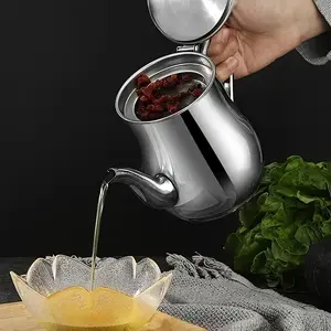 UFORU 34oz Stainless Steel Oil Filter Pot with Removable Mesh Strainer, Leak-Resistant Lid and Comfortable Handle, Precision Pour Spout for Frying Oil, Bacon Grease and Kitchen Cooking