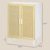 2 Rattan Doors, 3-Tier Shelf, White and Natural