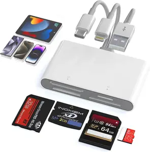 Memory Stick Pro Duo Adapter - 4 in 1 SD/TF/MS/XD Card Reader Digital Camera Adapter for  Cybershot SD Card, Lightning/USB-C/USB-A XD-Picture-Card Reader for  16/15/14/iPad/PC/Android/