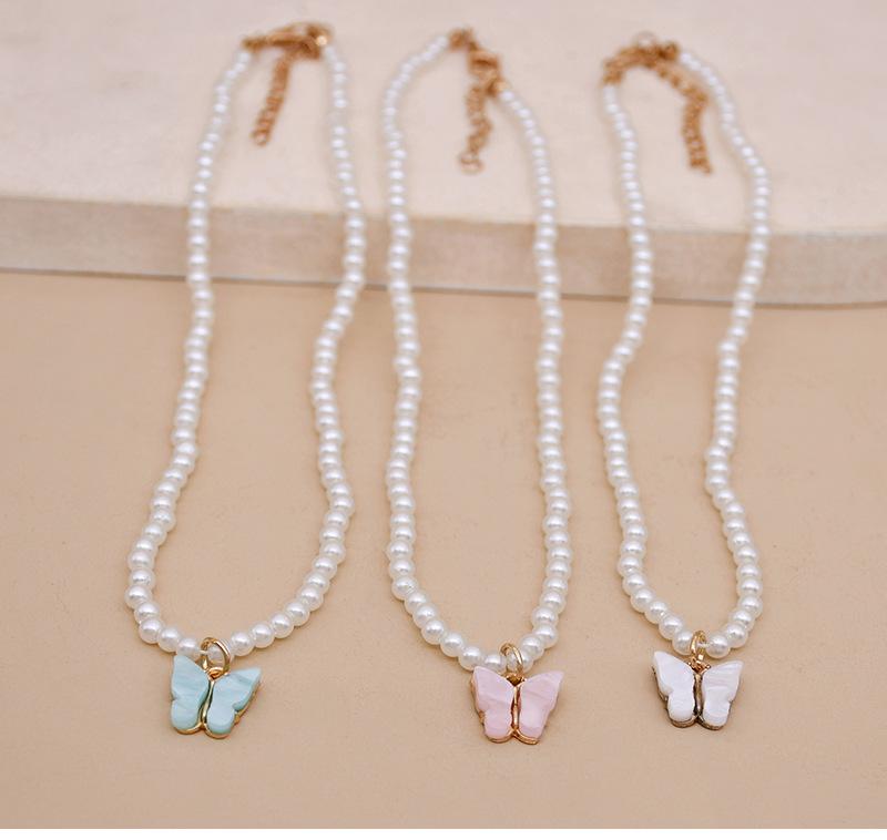 Elegant White Pearl Choker Necklace Small Round Pearl Wedding Butterfly Necklace For Women Charm Fashion Jewelry