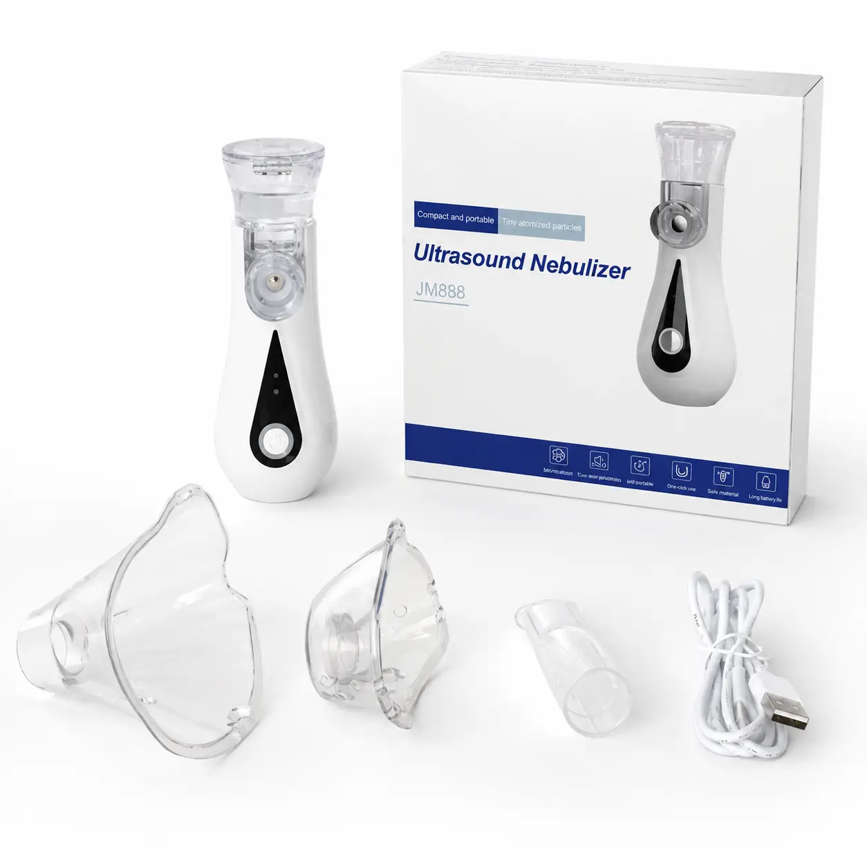 Portable Mesh Nebulizer Machine for Adults & Kids, Handheld Ultrasonic Nebulizer with Quiet Operation, Fine Mist Technology, Rechargeable Respiratory Care Device with Adult & Child Masks