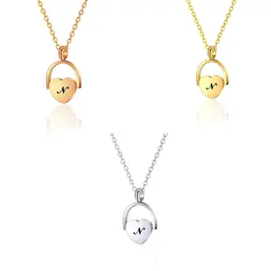 [POD] Custom Heart-Shaped Necklace [Gift Box Packaging] DIY Single-Letter Customization, Initial Necklace in Gift Box（Send us a message）
