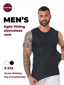 【YOWODA 】Spring Men's Compression Tank Top - Moisture-Wicking Quick-Dry Breathable for Running Gym Hiking Workouts - Lightweight & Comfortable Sports Top, Sleeveless Round Neck, 86% Polyester 14%Elastane,tiktok shop deals
