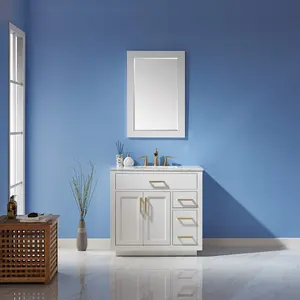 Altair Design Ivy 36" Single Bathroom Vanity Set in White and Carrara White Marble Countertop