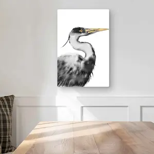 Begin Home Decor C1MP1218V66FVO 12 x 18 in. Great Heron - Feathers Marine Metal Print Wall Art for Home Decor