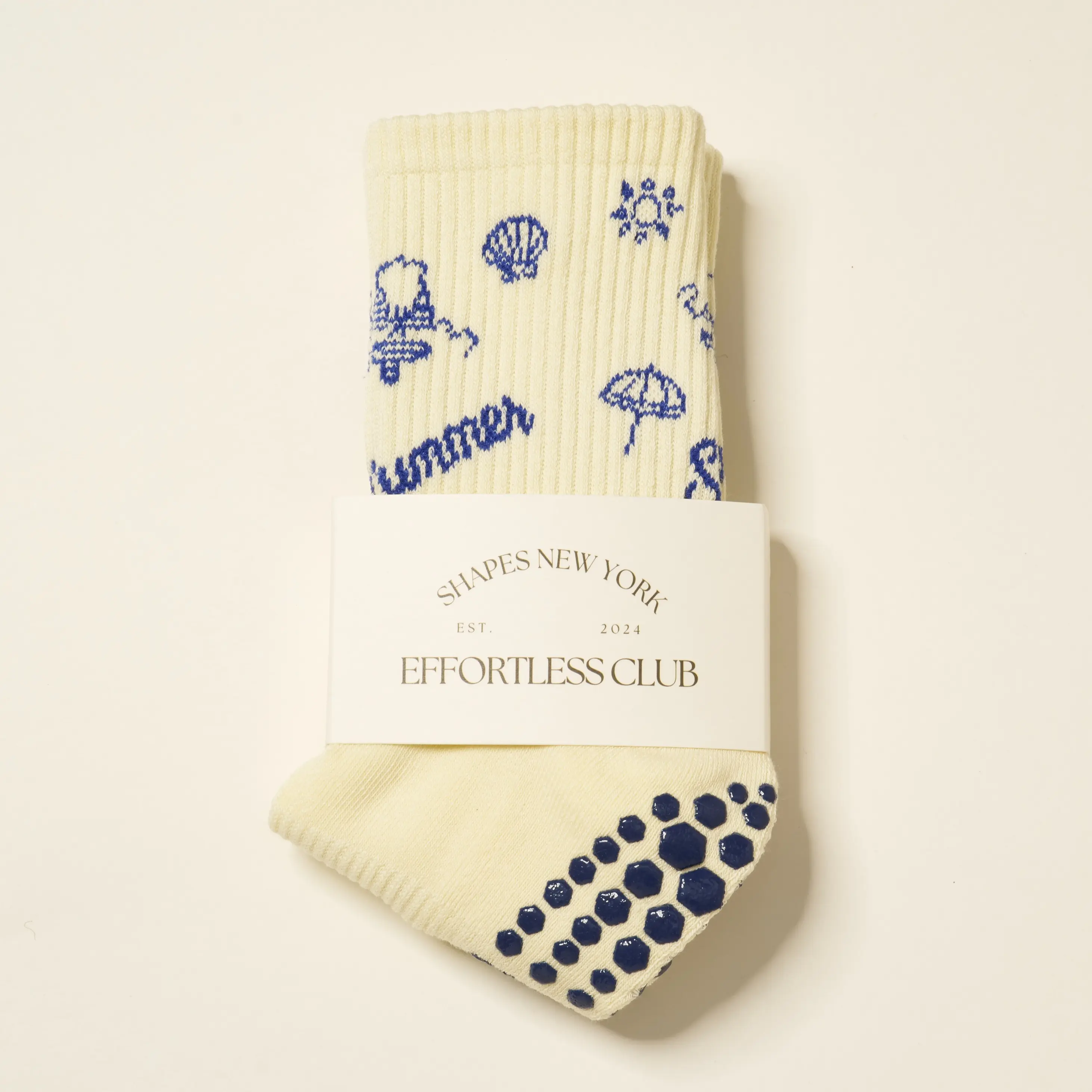 Shapes Studio effortless club Crew Calf Grip Socks, Cutest Fruits Pilates Socks, Non-Slip Socks, Barre Yoga Fitness, Vintage Summer