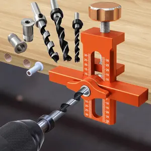 2 in 1 Cabinet Door Installation Positioner, Adjustable Clamp Height, 6/8/10mm Rebounder Punched Mounting Jig, Wardrobe Cabinet Door Panel Installation Jig