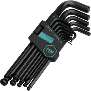 13 count Hex Key Allen Wrench Set Metric Size with Ball End, 1.27-10 MM, Long Arm Ball Design, Chrome Vanadium Steel
