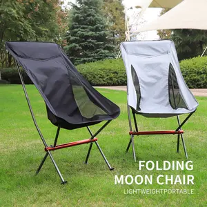 Ultralight Folding Camping Chair with Side Pocket & Carry Bag Portable Aluminum Frame Moon Chair for Lawn Patio Beach Camp Lightweight & Portable Design
