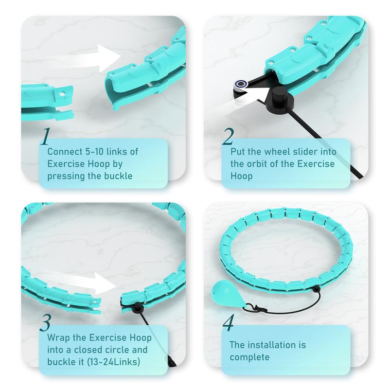 JKSHMYT Smart Weighted Fit Hoop Plus Size for Adults fitness, 2 in 1 exercise Hoop, 24 Links Detachable & Size Adjustable, with Waist Trainer for Women