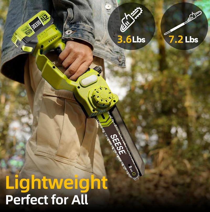 2 in 1 Mini Chainsaw with 2 x 21V Batteries, 8" Brushless Electric Pruner, Telescopic Pruning Saw, Working Height up to 15ft, 180° Angled Head, Shoulder Strap 2 in 1 Mini Chainsaw with 2 x 21V Batteries, 8" Brushless Electric Pruner, Telescopic Pruning Saw, Working Height up to 15ft, 180° Angled Head, Shoulder Strap