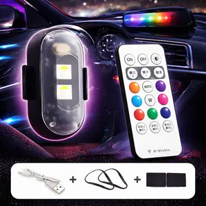 RGB Led Aircraft Strobe Light Remote Wireless Flash Light Warning Lights for Bike Car Multifunctional
