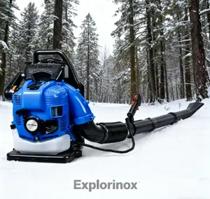 Explorinox Snow blower, 75.6CC Gas Powered Backpack Leaf Blower, 4-Stroke Snow Blower for Lawn Care Yard Dust Debris (Blue)