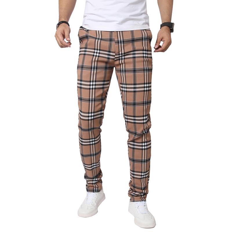 JUNBAOSS Men's Multi Pack Slim Fit Stretch Dress Pants Plaid Skinny Pants for Men, Straight Leg Fashion Comfort Flex Waist Pants, Mens Casual Business Golf Dress Chinos Pants