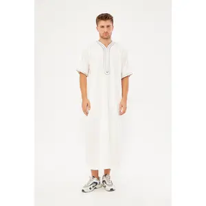 Moroccan Short Sleeve Thobe - White