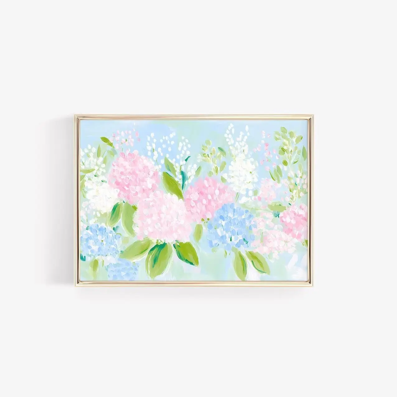 Abstract Hydrangea Garden Art: Pastel Floral Dorm Room Print | Frameless Poster V