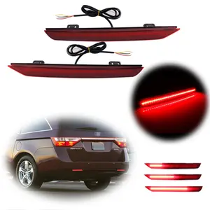 2PCS Red Lens Brake Tail Lamps w/ Sequential Turn Signal Lights For Honda Odyssey 2011-2017 Replace OEM 33505TK8A01, 33555TK8A01