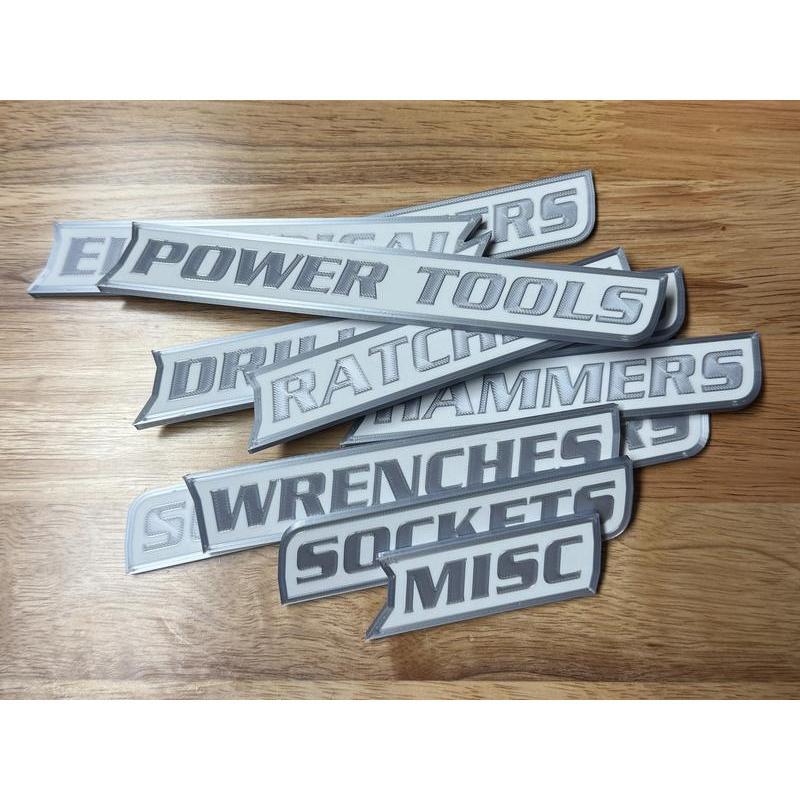 12-Pack Premium Magnetic Toolbox Labels for Tool Organization - 12 Pack of High Quality 3D Printed Personalized Magnets for Metal Cabinets, Drawers, Tool Chests, Decor Plastic Gift