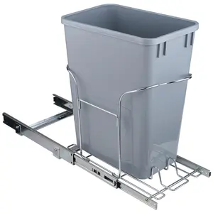 【Summervibes】VEVOR Pull-Out Trash Can, 29L Single Bin, Under Mount Kitchen Waste Container with Slide and Handle, 110 lbs Load Capacity Heavy Duty Garbage Recycling Bin for Kitchen Cabinet, Sink, Under Counter