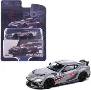 Poprace 1:64 Scale Toyota Supra A90 Darwin Pro 66G NWB Gray Metallic with Shark Mouth Graphic Engima Exclusive Edition