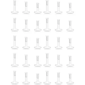 30 count 16G 18G Clear Nose Studs Push Top  Retainers 2mm Flat & Ball Top Bioflex Lip Rings Labret Retainer for Women Men 6-10mm Bar Length