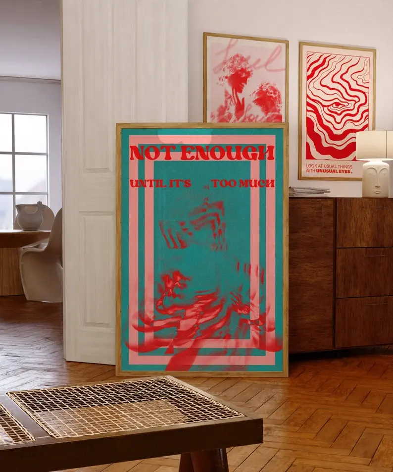 Gradient Psychedelic Art Print, 70s Retro Trippy Poster