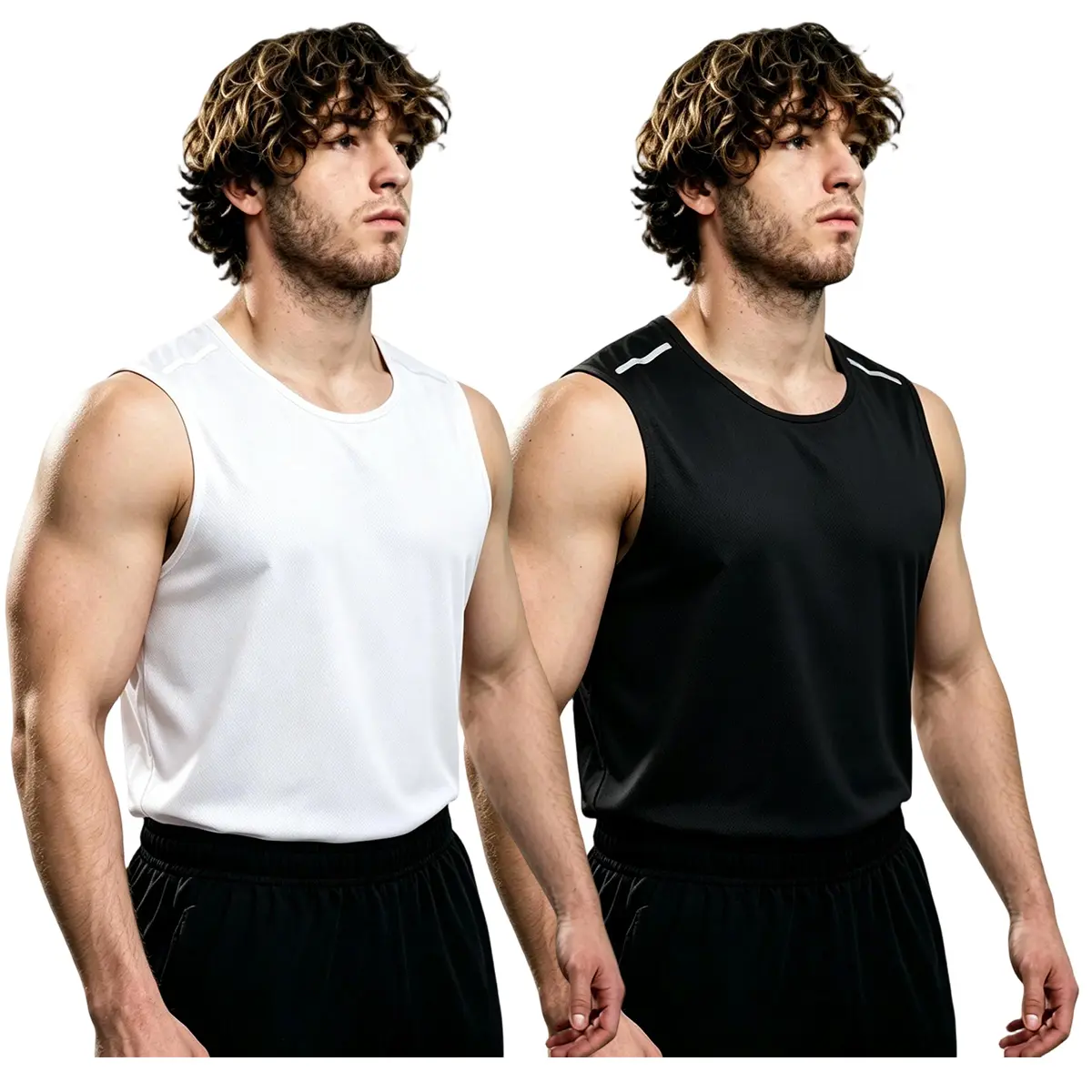 Men's Synthetic H-Back Loose-Fit Quick-Dry Muscle Tank Top - Breathable Sweat-Wicking Sleeveless Singlet Men's Sports Vest for Fitness Training, Yoga - Unisex All-Seasons Activewear; Care: Do Not Iron, No Bleach, Line Dry