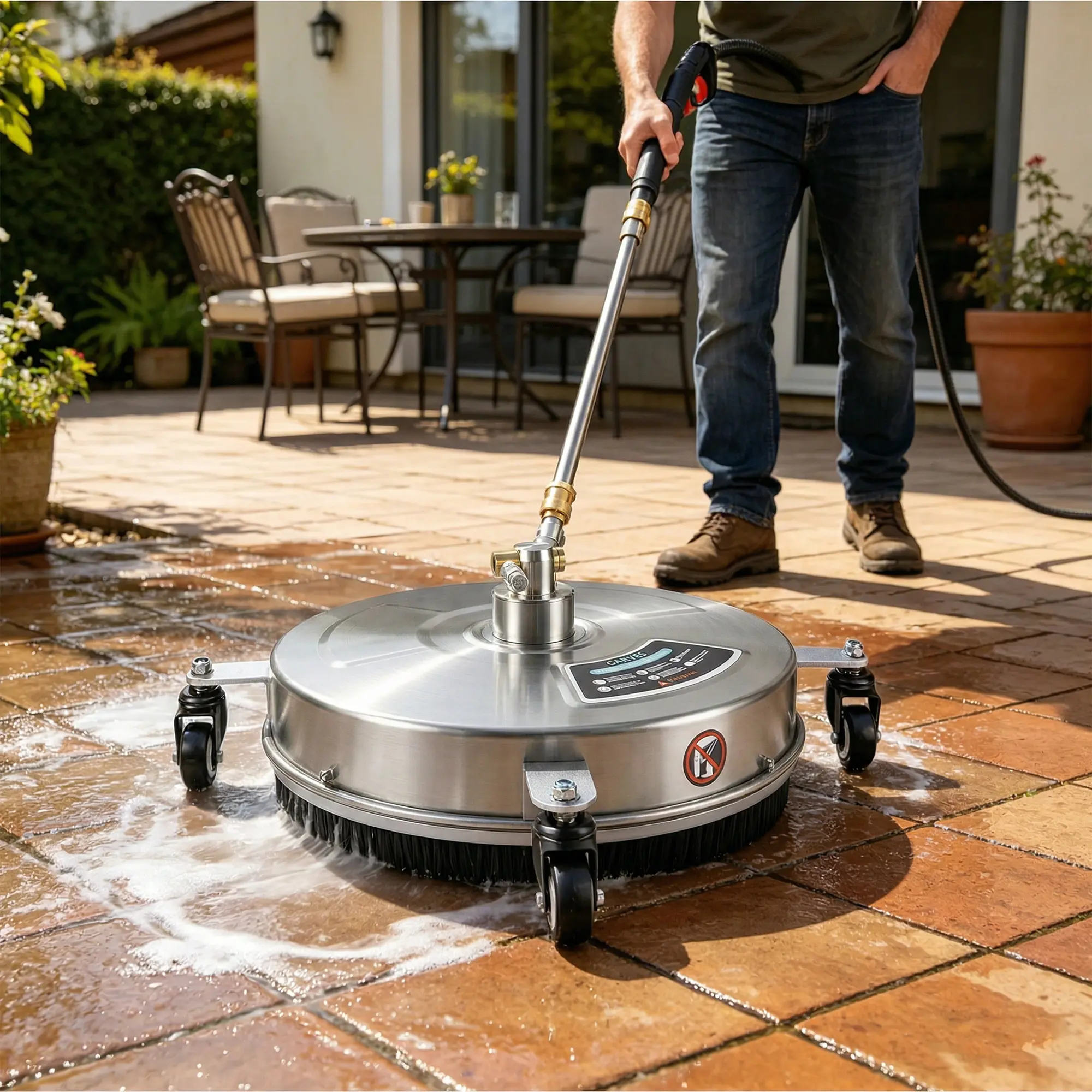 18" Pressure Washer Surface Cleaner – Stainless Steel Power Washer Attachment with 4 Wheels, Heavy Duty Flat Surface Cleaner for Driveways, Patios, Sidewalks, Decks & Outdoor Cleaning