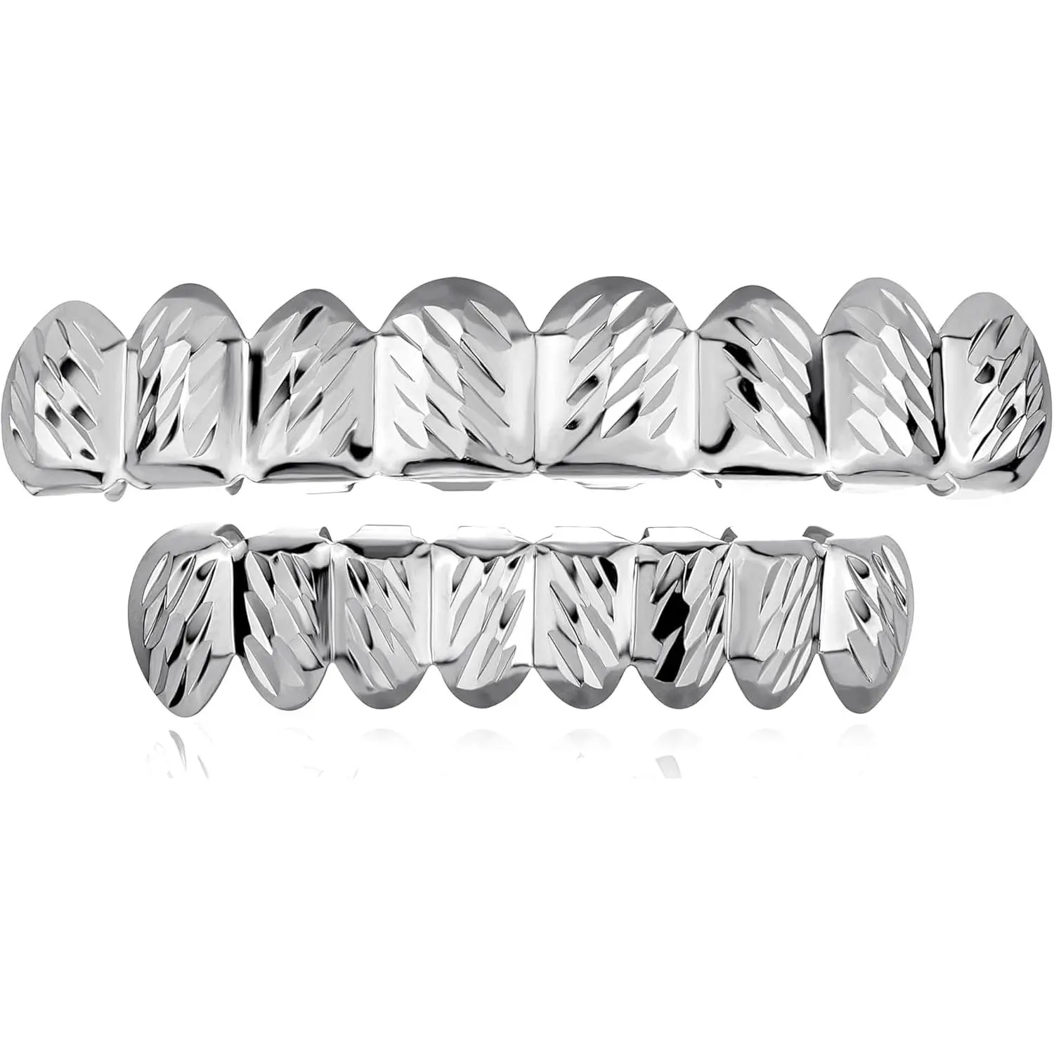 TOPGRILLZ Grillz Grills for Your Teeth - Men Gold Teeth 8 Grillz for Women 18K Gold Plated Polished Rugged Hip Hop Grill Rapper Costume