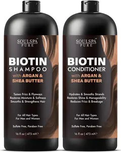 Biotin Shampoo & Conditioner Set with Argan Oil & Shea Butter