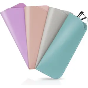 Soft Glasses Cases 4 Pack PU Leather Eyeglass Cases Glasses Pouch Travel Eyeglasses Bag for Women Men Girls