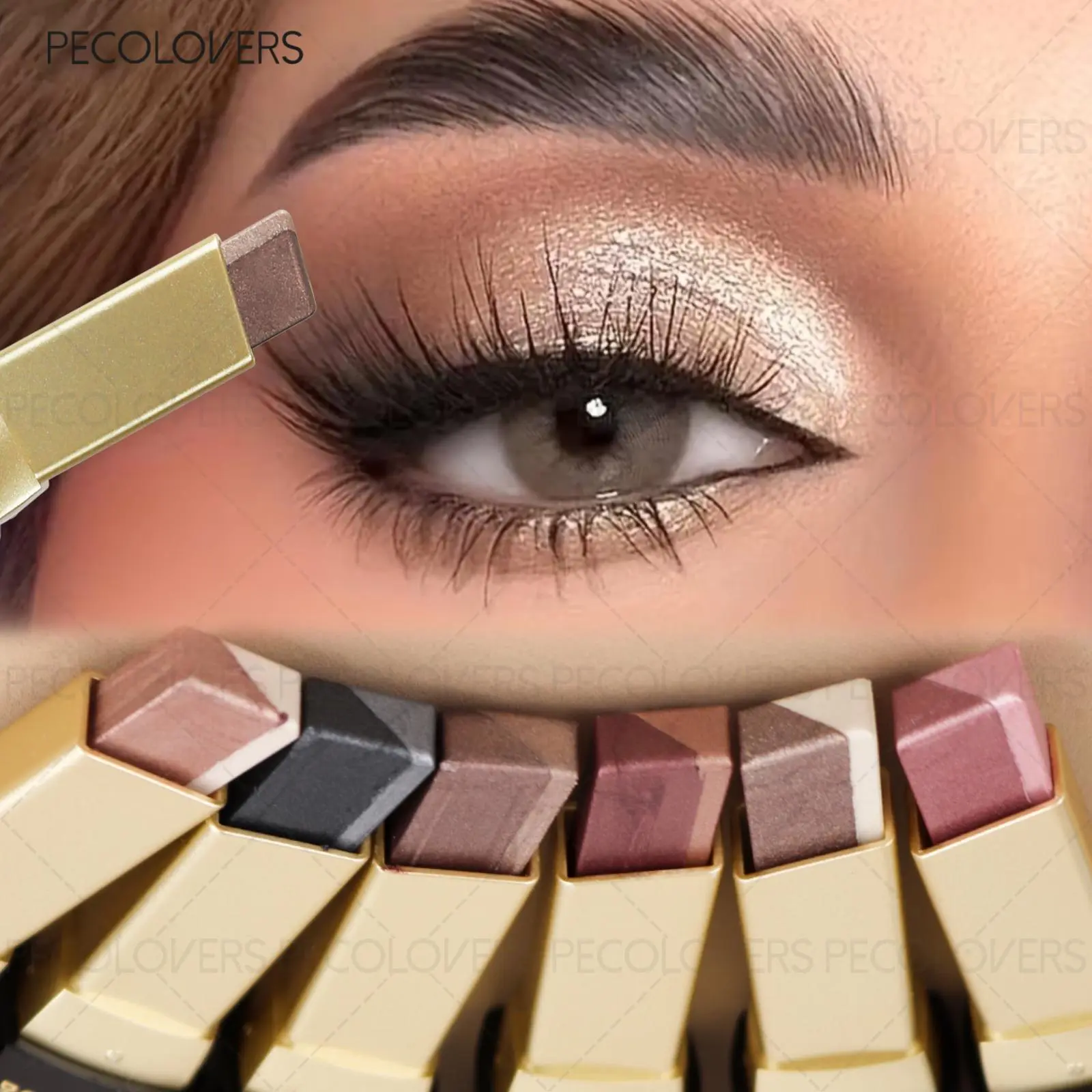 Two-Color Pearlescent Eye Safe Blendable Glitter Shimmery Eyeshadow Shimmer Stick, Eye Shadow Sticks, Long-Lasting Waterproof One-Touch Setting Eye Makeup, Perfect Valentine's Day Gift