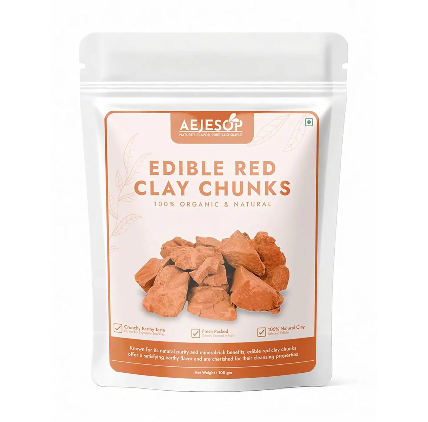 AEJESOP Red Clay, Edible Clay Chunks, Natural for Eating (Food), 3.5oz(100g)