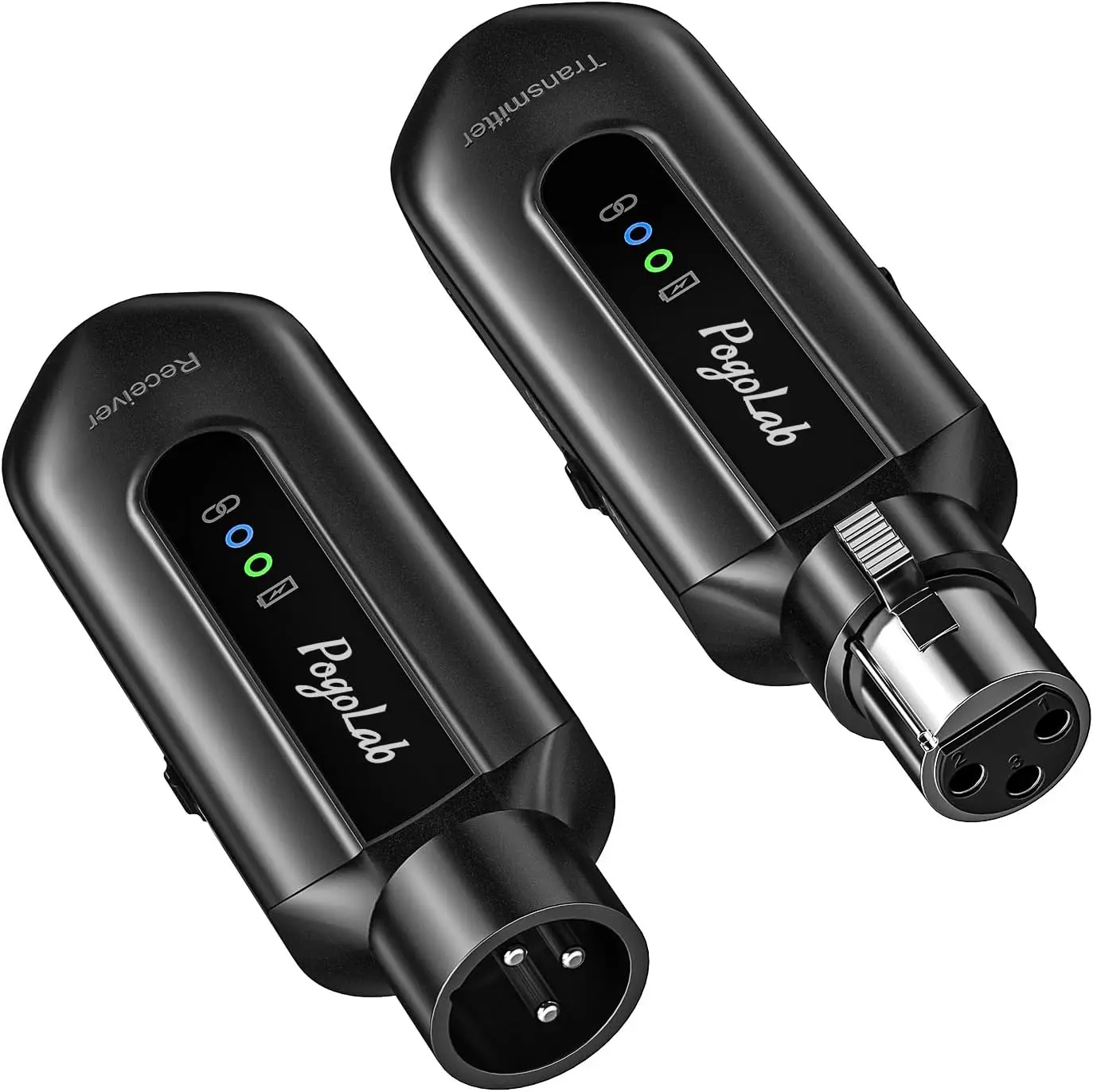 POGOLAB 2.4Ghz XLR Microphone Wireless System Transmitter Receiver, Rechargeable Wireless Mic Adapter for Audio Mixer, Dynamic Mic, 48V Phantom Power for Condenser Mic