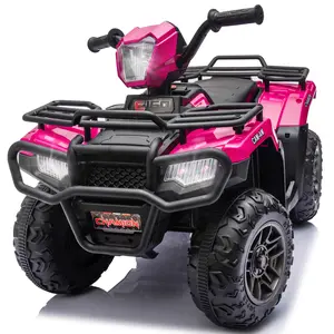 24V Kids Ride On Electric ATV,Dual Motors Toddler Quad ATV w/ LED Headlights,Multi-Function Control Panel w/ Independent Switch,Music,Volume Adjustment,USB,Anti-Collision Bar,Storage Racks For 2-4.
