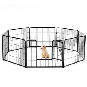 Customizable Pet Playpen, Metal Dog Exercise Pen with 3 Height Options for Small Medium Pets, Indoor Outdoor Portable Kennel for Backyard