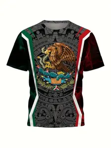 Men's Mexican Football Shirt Aztec/maya Inspired Print, Comfortable Breathable Sports Tee, Outdoor Training Casual Top, World Cup 2026