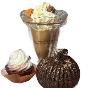 Pumpkin Pecan Milkshake Candle - Decorative Candle with Pumpkin Design and Sweet Treats for Home Decor - Ornaments Freshener Decoration